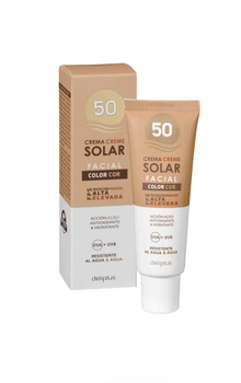 Сонцезахисний крем - тон для обличчя водостійкий SPF 50+ Crema Solar Facial Deliplus, 50 мл