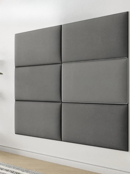 Мягкие стеновые панели grey 40х80 1шт 4см изголовье для кровати Серый (88347м)
