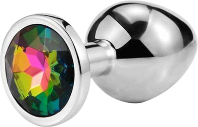Сталева анальна пробка Passion Rainbow з кристалом Розмір S 2.8х7 см (ROZ6501103863)