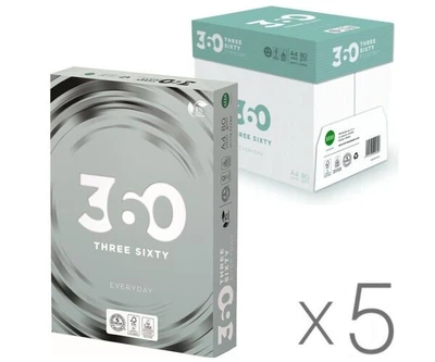 Упаковка паперу офісного 360 Everyday А4 80г/м2 клас С 500 аркушів х 5 шт.