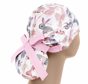 Медична шапочка жіноча PonyTopHat універсальна принт Кролики