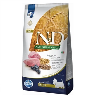 Фармина сухой корм для собак N&D LOW GRAIN LAMB & BLUEBERRY ADULT MINI с ягненком и черникой, 7 кг
