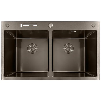 Мийка з нержавіючої сталі MIXXUS MH8350-DK NANO-BLACK (3.0/0.8) колір графіт (MI7053)