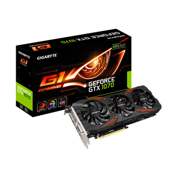 Відеокарта Gigabyte GeForce GTX 1070 G1 Gaming 8GB GDDR5 256bit (DVI, HDMI, DisplayPort) Б\В