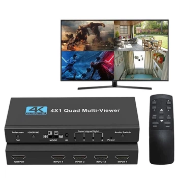 HDMI Multiviewer Switch 4x1, видеостена, переключатель для одновременного вывода 4 HDMI-источников на один
