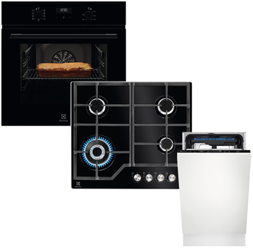 Духовой шкаф электрический Electrolux EOF5C50BZ + Варочная поверхность газовая Electrolux KGG64362K + Встраиваемая посудомоечная машина Electrolux ETM43211L (комплект)
