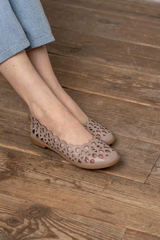 Балетки ажурні DJUS SHOES натуральна шкіра бежевий 38 розмір 11.02.2026 (25,0 см.)