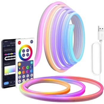 Світлодіодна неонова USB стрічка з керуванням від телефону SFK-11 Bluetooth RGB 5м