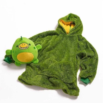Детский плед худи с рукавами и капюшоном Huggle Pets Hoodie RD-07 Зеленый 130-152 см