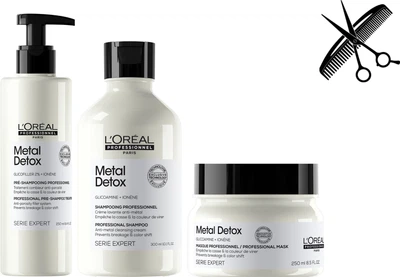 Набір L’Oreal Professionnel Paris Serie Expert Metal Detox для всіх типів волосся Шампунь 300 мл + Маска 250 мл + Пре-шампунь 250 мл (30158078/30160606/3474637199708)