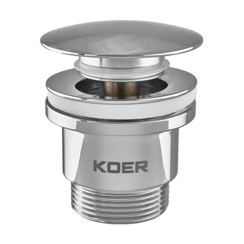 Донный клапан для раковины универсальный (с/без перелива) Koer PW-01-01 автоматический (Click-Clack) (Цвет хром) 1 1/4'' (KR3400)