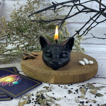Восковая черная свеча Кот (5,8 см)