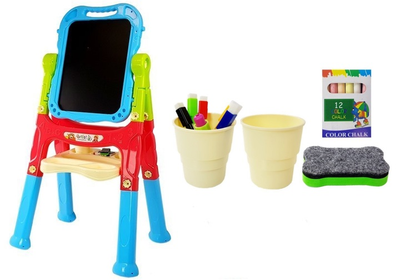 Tablica magnetyczna kredowa LEAN Toys Niebiesko-Czerwona, regulacja wysokości, akcesoria (5903802457117)