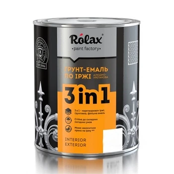Грунт-эмаль 3в1 по ржавчине Rolax №410 черная 2 л