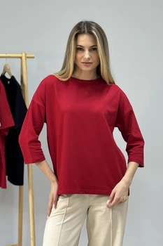 Кофта-лонгслив женская UMON XL с рукавом 3/4 красная (М181)