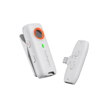 Беспроводной микрофон Hohem MIC-01 White (1TX+1RX) с входом типа Lightning для iPhone 14 и менее