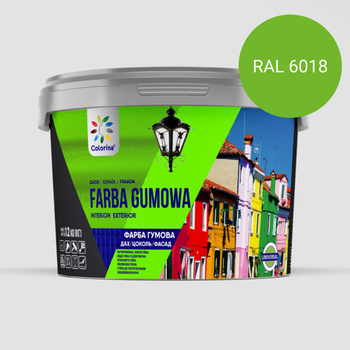 Краска резиновая для крыш, цоколей, фасадов Colorina Светло-зеленая (RAL 6018) 12кг