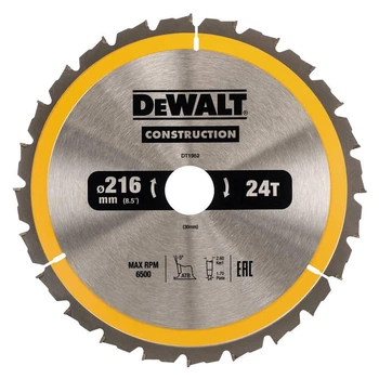 Диск пильный DeWALT CONSTRUCTION 216 х 30 мм, 24z (ATB) - 5 градусов (DT1952)