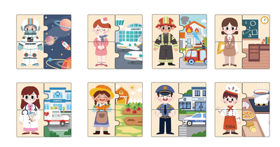 Zestaw - łamigłówka z puzzli drewnianych Viga Dopasowanie zawodów 44650 (6971608446504)