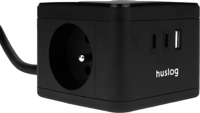 Przedłużacz Huslog HUS1001 Cube Extension Cord with LED Black (OWN000063)