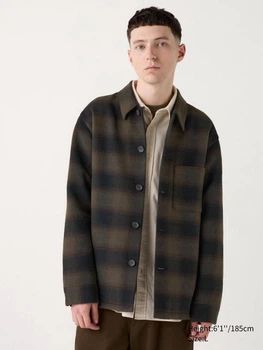 Рубашка теплая мужская Uniqlo 43970812 M Коричневая (1159833048)