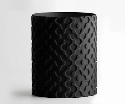 Вазон для цветов с поддономдля капель Geo 3D чёрный 14×17 см