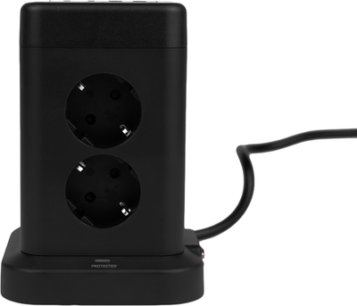 Przedłużacz Huslog HUS1004 Vertical Extension Cord with USB Black (OWN000064)