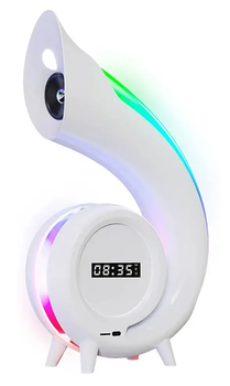 Настольная аккумуляторная RGB лампа ночник с часами Bluetooth колонкой регулировкой цветовых режимов (480378-Prob) Ракушка