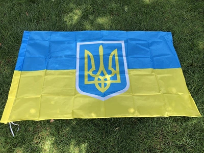 Флаг Украины с гербом 90 х 150 см (2030)