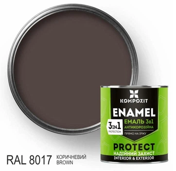 Емаль антикорозійна 3в1 PROTECT коричневий (RAL 8017) 2.7кг