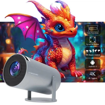 Проектор HY300 PRO MAGCUBIC — портативний смарт-проектор на Android 11, 4K, Wi-Fi, Bluetooth, пульт Д/У, для дому та офісу Silver