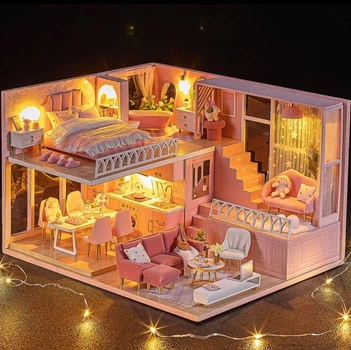 Конструктор 3D DIY CUTE ROOM Румбокс "Розовый уют" Dream Angels, L-030, розовый