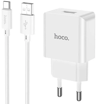 Сетевое зарядное устройство Hoco C106A Leisure single port charger set Type-C White (6931474783912)
