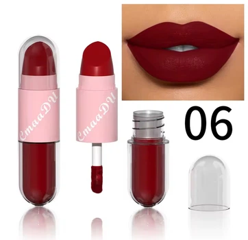 Губная помада CmaaDU №06 Lipstick Lip Gloss 2-in-1 водостойкая матовая