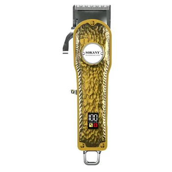 Машинка для стрижки аккумуляторная Sokany SK-LF-9976 профессиональная с LED-дисплеем, Золото