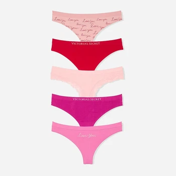 Набір трусиків танга жіночих Victoria's Secret 26987224 XL 5 шт Рожевий (329425442875)