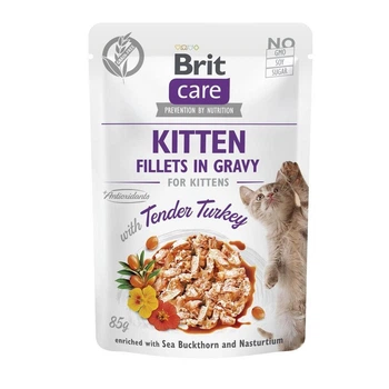 Вологий корм для кошенят Brit Care Kitten Fillets in Gravy Tender Turkey філе в соусі індичка 85 г (арт.101052/565429)