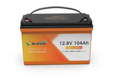 Аккумулятори LifePO4 Bluesun BSM12104 LFP 12,8V/104Ah .1,33 КW/h для ИБП (литий железо фосфатный) bluetooth, пластик ,водонепроницаемые