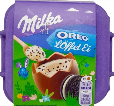 Набор шоколадных яиц Milka Löffel Ei Oreo Alpenmilch Schokolade gefüllt mit Oreocreme 128г