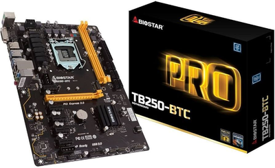 Материнська плата Biostar TB250-BTC Pro Ver. 6.0 (S1151, INTEL B250, ATX) (TB250-BTC PRO VER. 6.0), Б/в