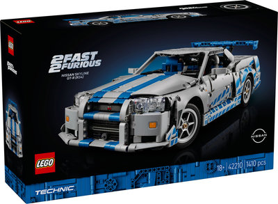Конструктор LEGO Technic Автомобиль Nissan Skyline GT-R (R34) Двойной форсаж 1410 элементов (42210)