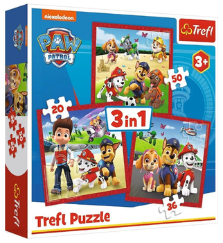 Пазли 3 в 1 Розважаємося разом. Весела команда. Щенячий патруль. PAW Patrol (20,36,50 ел.) 34867 (Trefl)