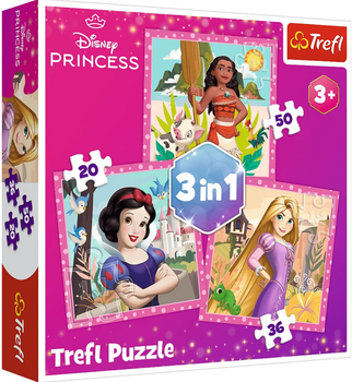 Пазли 3 в 1 Красиві квіти. Disney Princess (20,36,50 ел.) 34875 (Trefl)