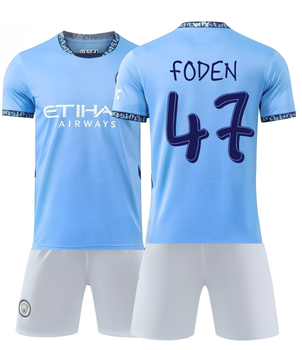 Форма футбольная детская Foden (Фоден) 47 Manchester City (Манчестер Сити), сезон 24/25, 26 размер, рост 140-145 см, сине-голубая