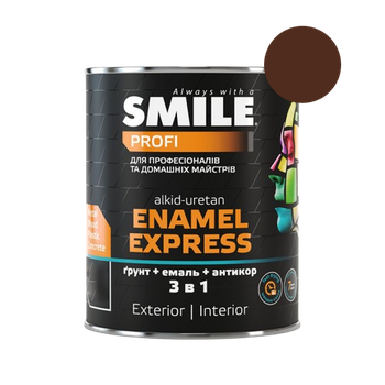 Эмаль "молотковый эффект" Smile антикоррозийная 3 в 1 темно-коричневая 2 л