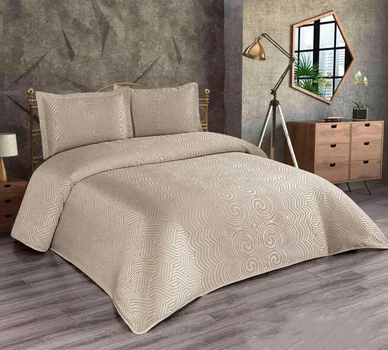 Вишукане турецьке жакардове покривало з наволочками Moda Box NIDA 240x260 Bej
