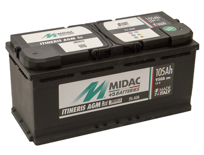Аккумулятор 6СТ-105 Ah MIDAC ITINERIS START STOP AGM, 12V, 105Ah, R Мидак Итинерис, 12В, 105Ач, EN950А