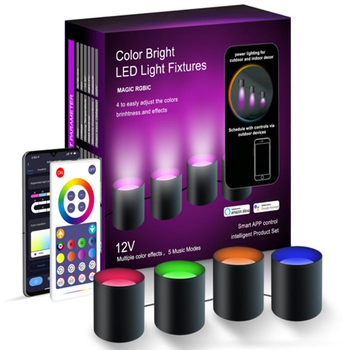 Настенная LED лампа RGB Intelligent wall lamp 4 pcs with Bluetooth European plug с приложением Черный