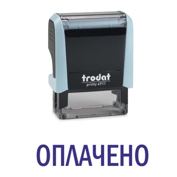 Штамп ОПЛАЧЕНО на автоматической оснастке Trodat 4911 размером 38х14 мм Пастель синий без рамки