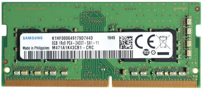 Пам'ять для ноутбуків Samsung 8GB DDR4 2400MHz SO-DIMM PC4-19200 2Rx8 M471A1K43BB1-CRC 1.2V
